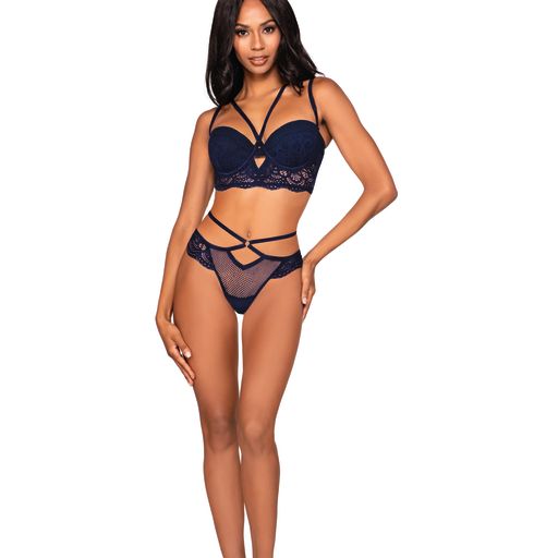 Fishnet & Scalloped Lace Bra Set