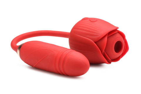 Bloomgasm Romping Rose Suction and Thrusting  Vibrator - Red INM-AH147
